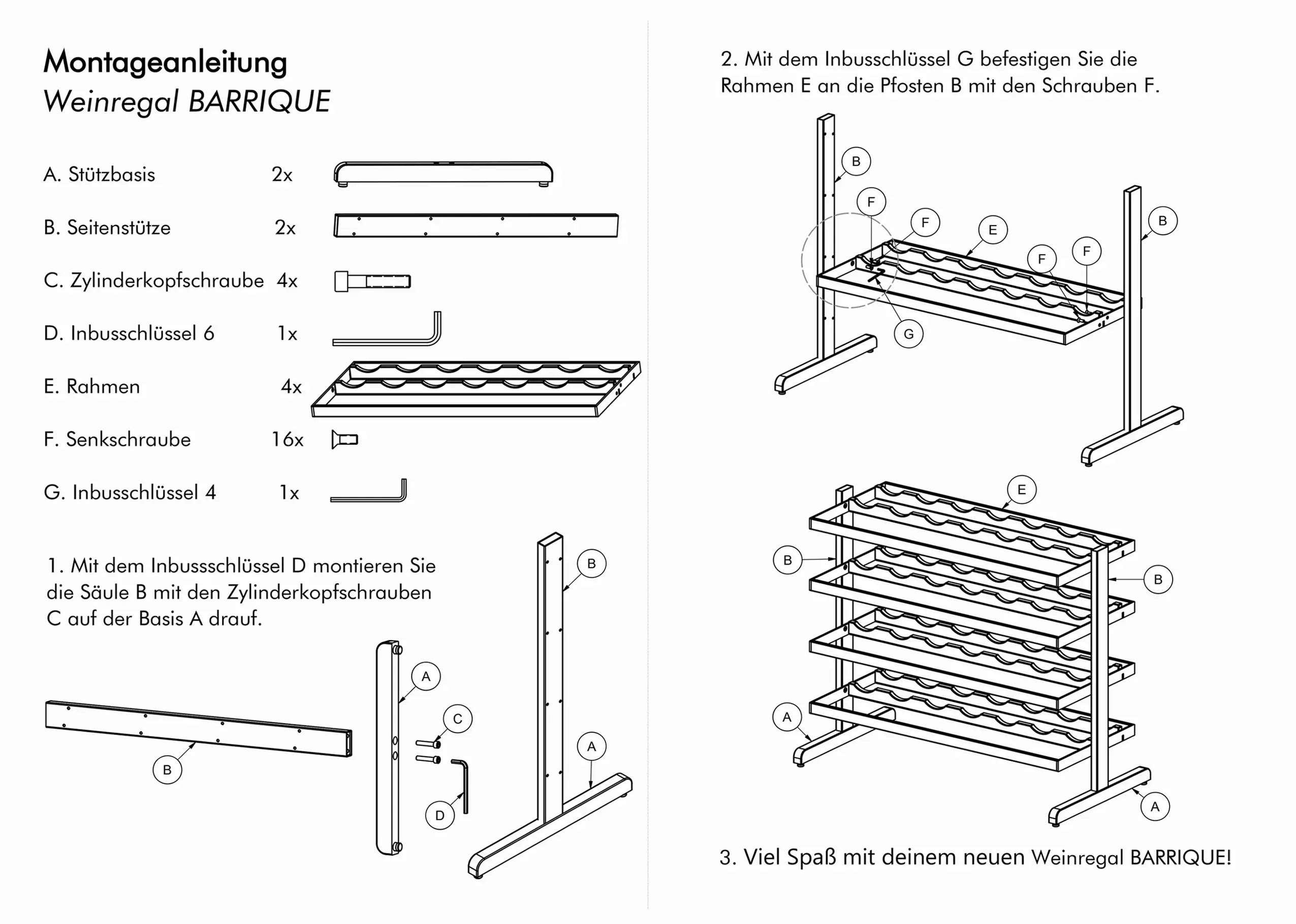BARRIQUE – modernes Weinregal aus Metall und Eichenholz, modular erweiterbar