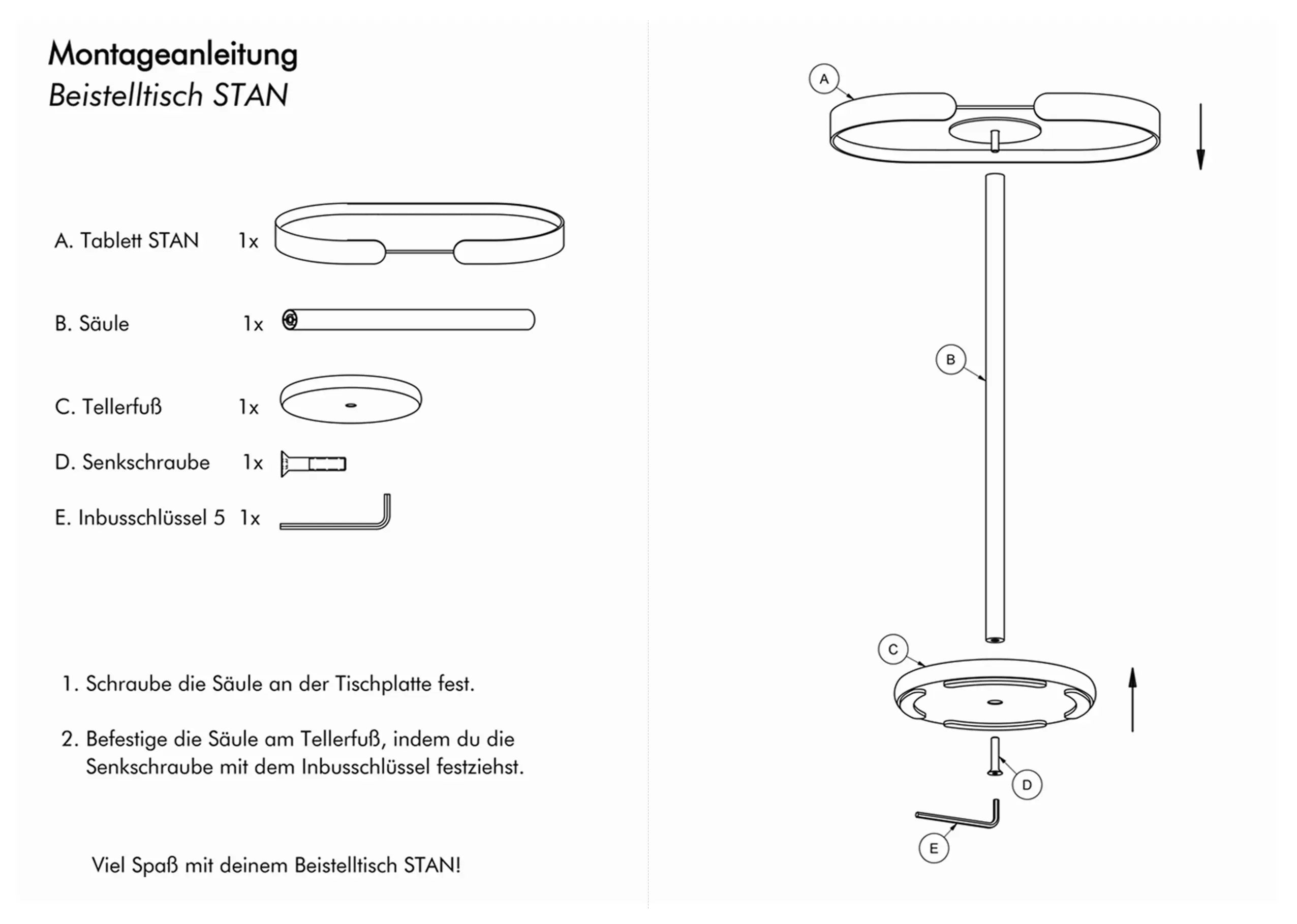 STAN – Kompakter Beistelltisch aus Metall mit festem Tablett für drinnen und draußen