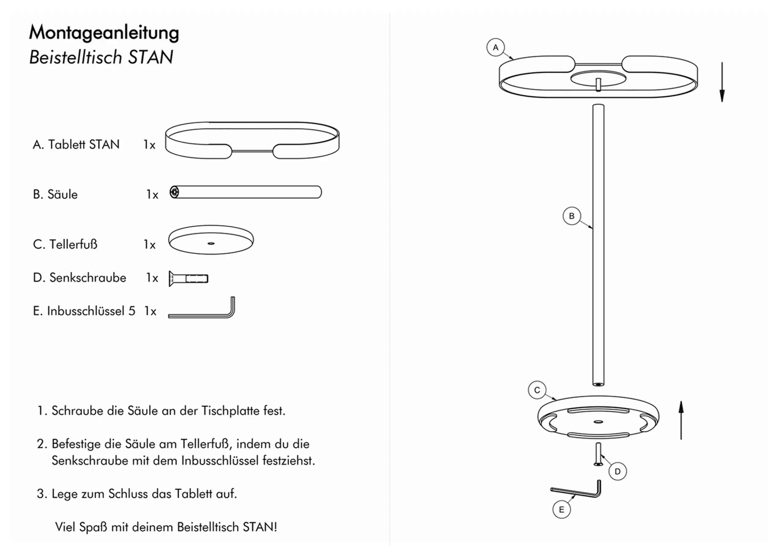 STAN – Kompakter Beistelltisch aus Metall mit festem Tablett für drinnen und draußen