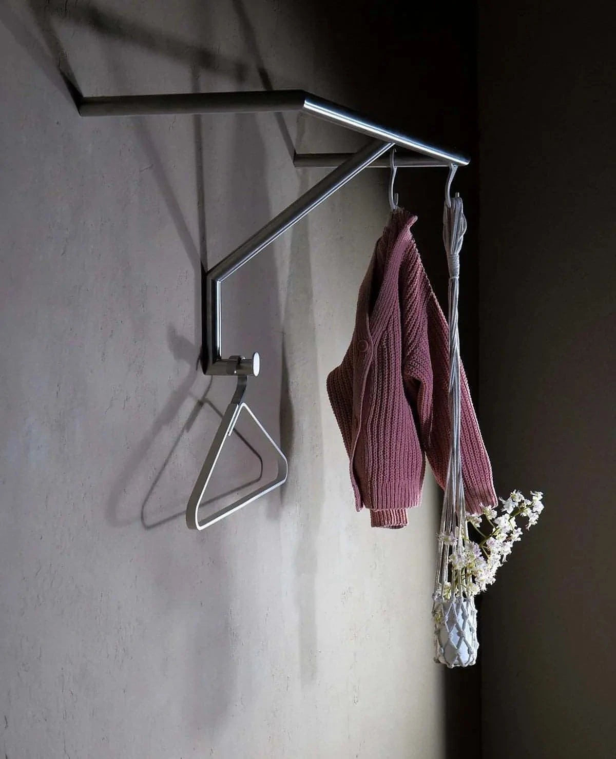 Garderobe Hook Siqual-Design Edelstahl gebürstet mit Kleiderbügel