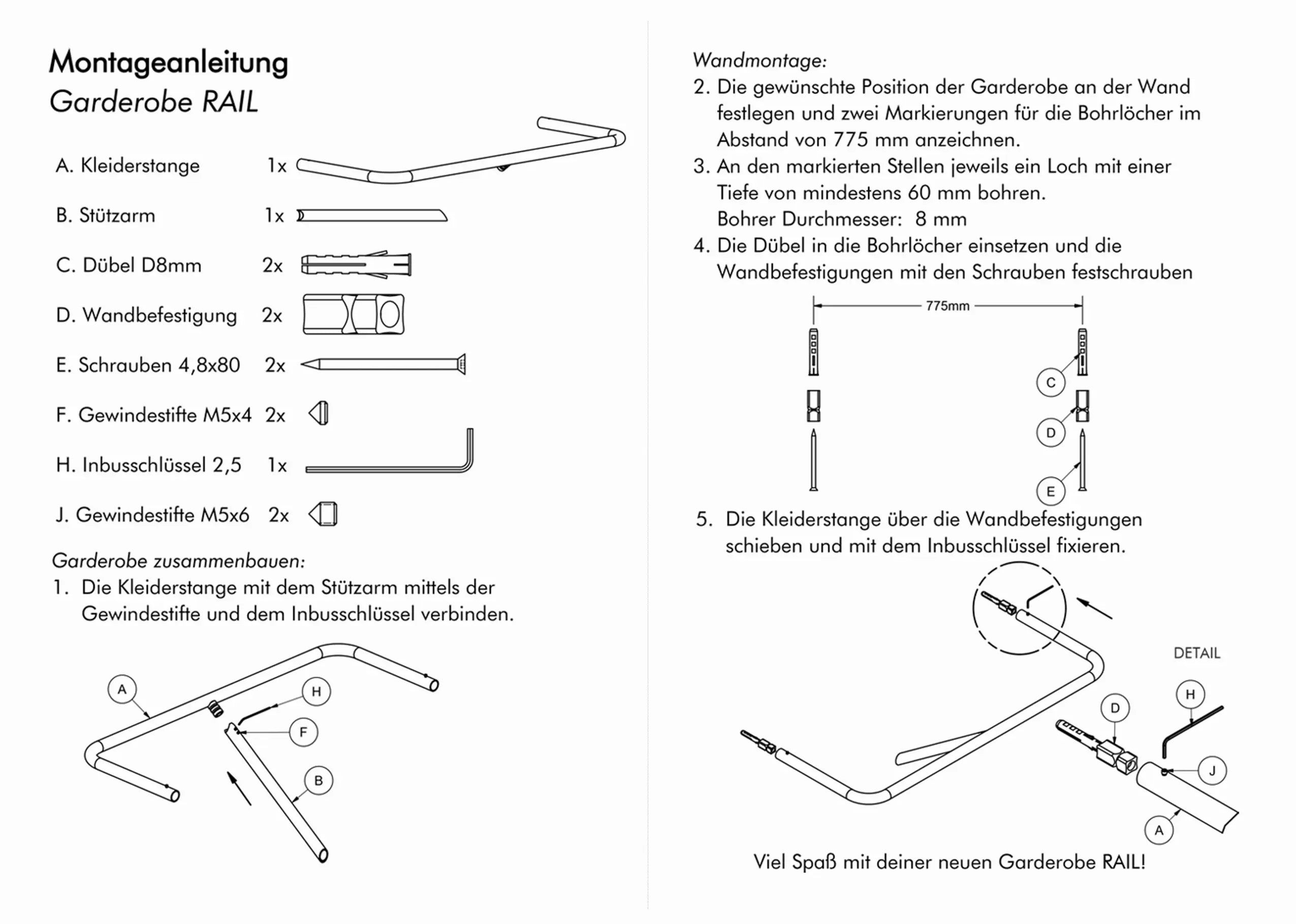 RAIL- Moderne Wandgarderobe aus Edelstahl im Bauhaus-Stil – stilvolle, platzsparende Lösung für den Eingangsbereich