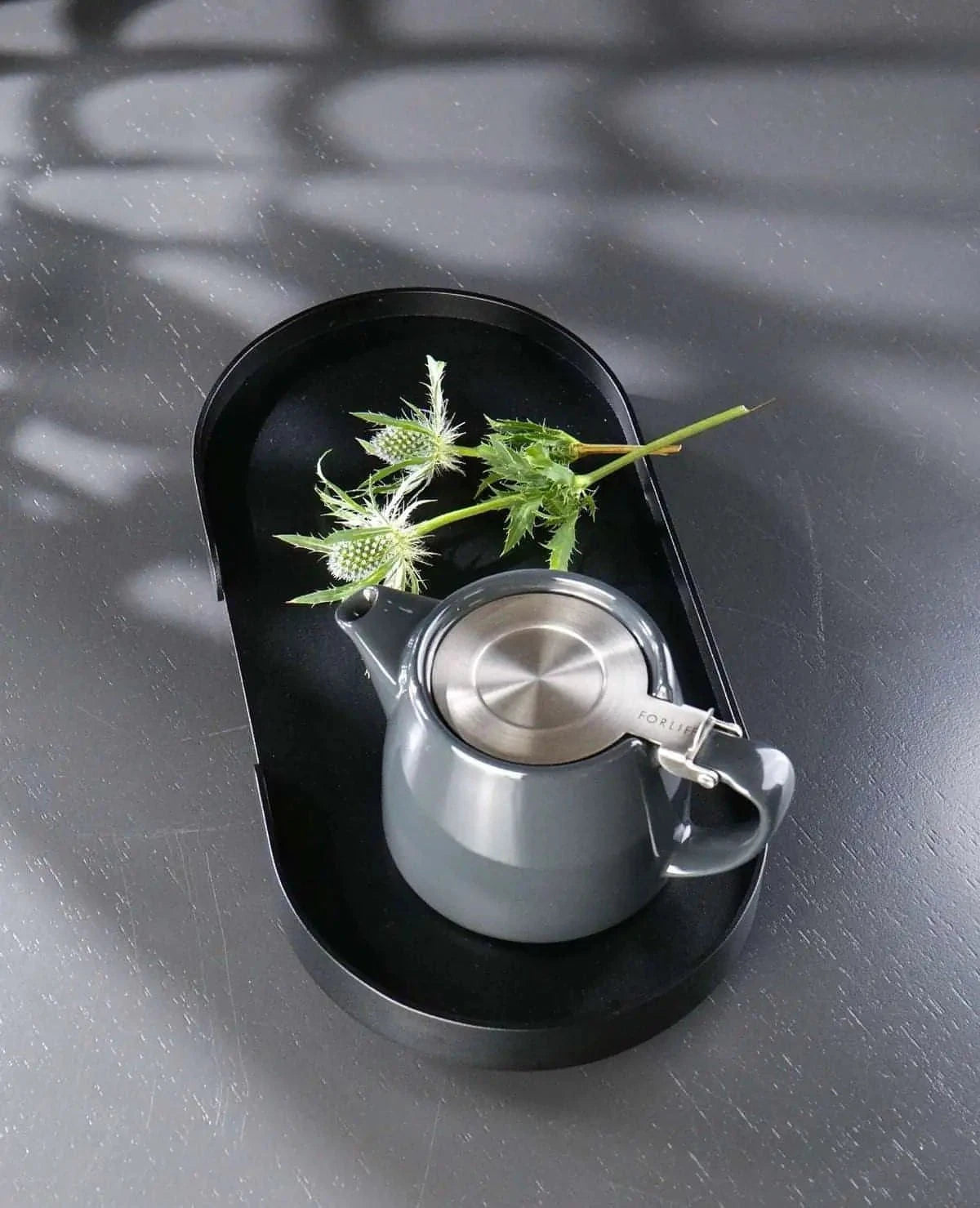 Tablett Butler Siqual-Design Schwarz mit Teekanne