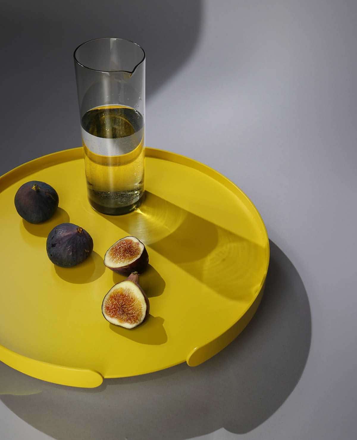 Tablett Lilo Siqual-Design Gelb mit Glas