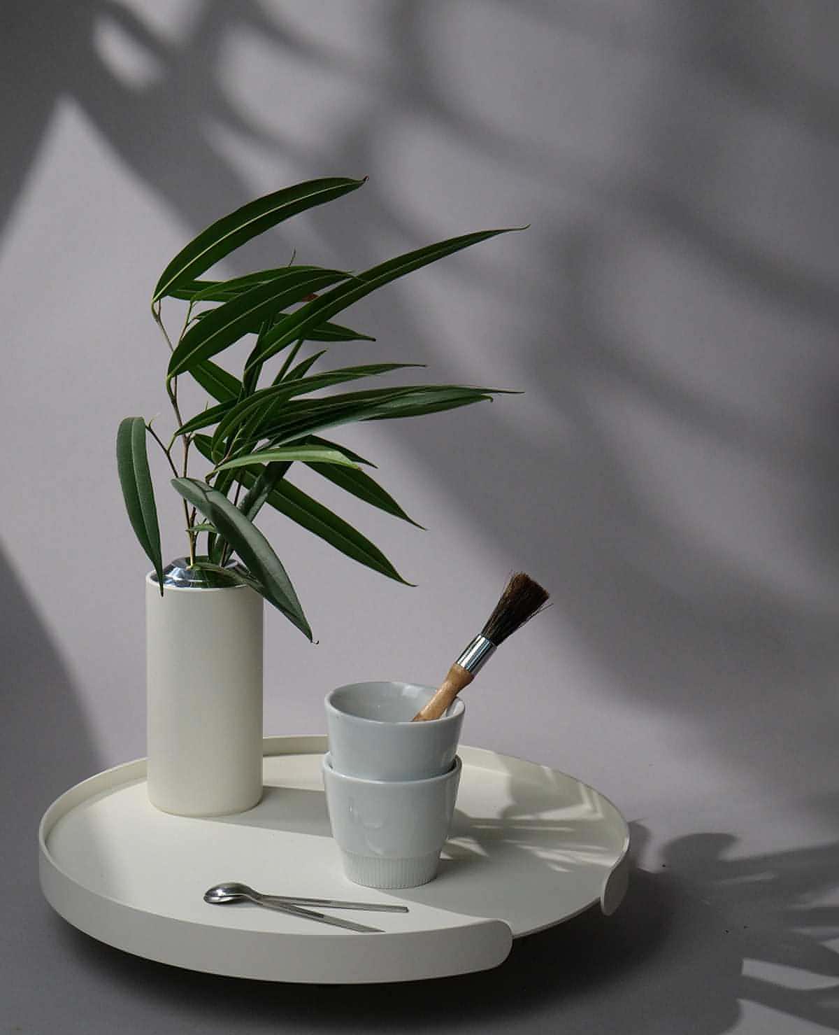 Tablett Lilo Siqual-Design Weiß mit Kerzenständer