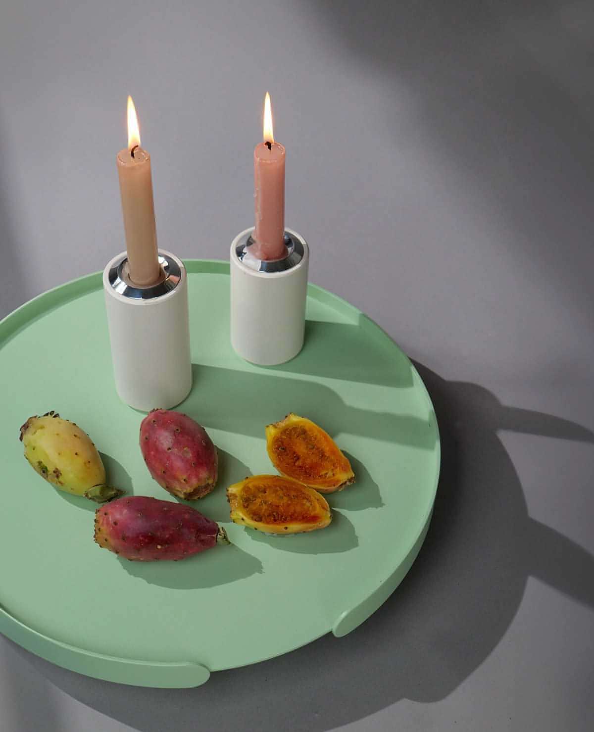 Tablett Lilo Siqual-Design Mint mit Kerzenständer