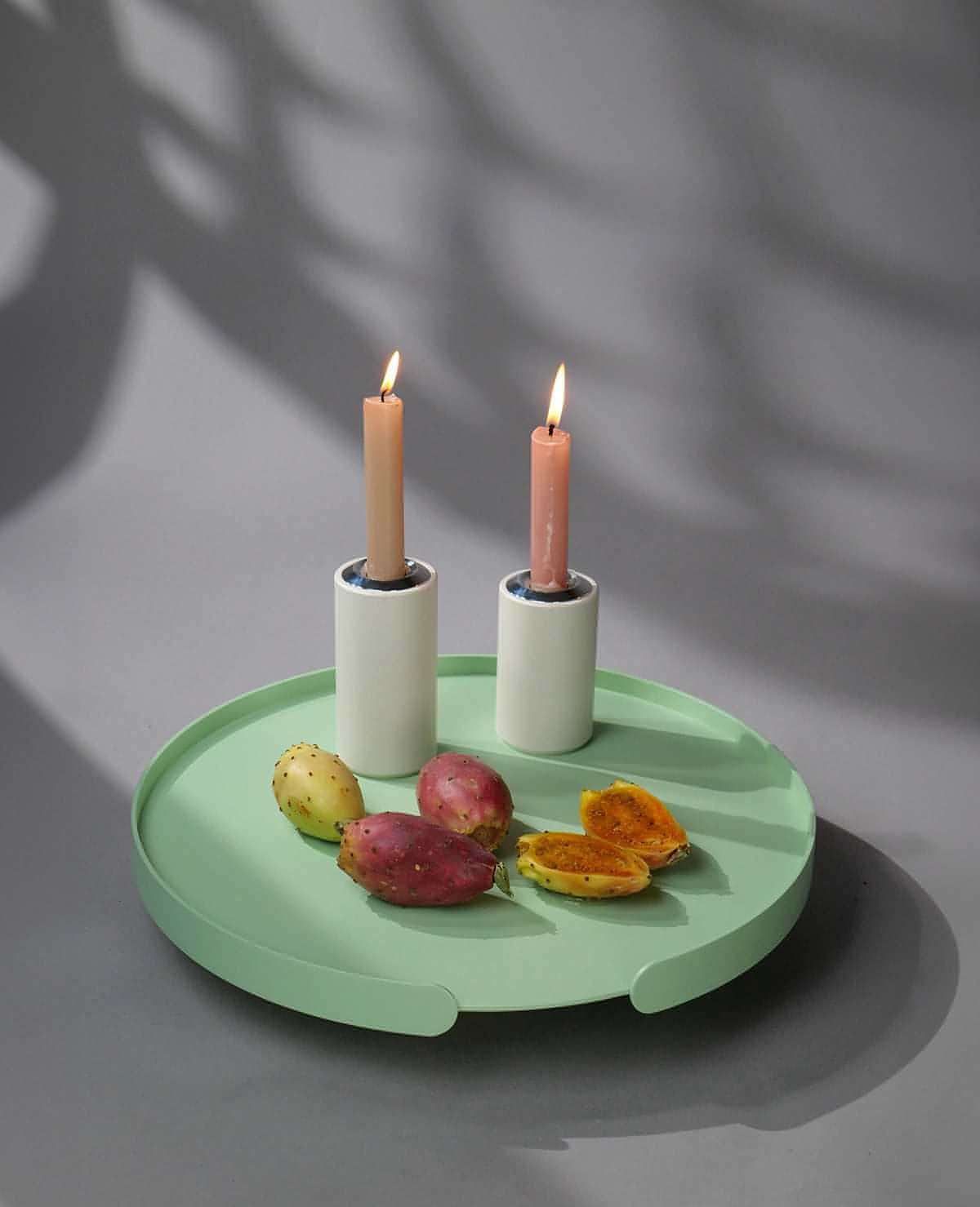 Tablett Lilo Siqual-Design Mint mit Kerzenständer