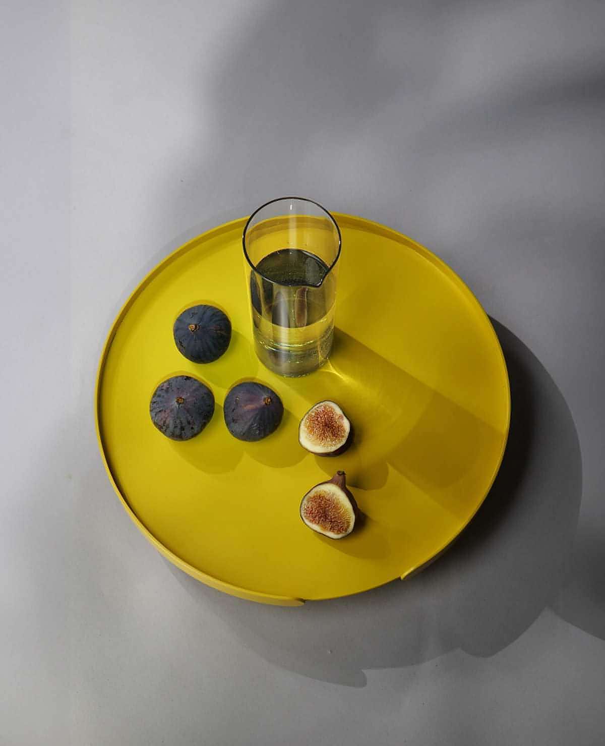 Tablett Lilo Siqual-Design Gelb mit Glas Von Oben