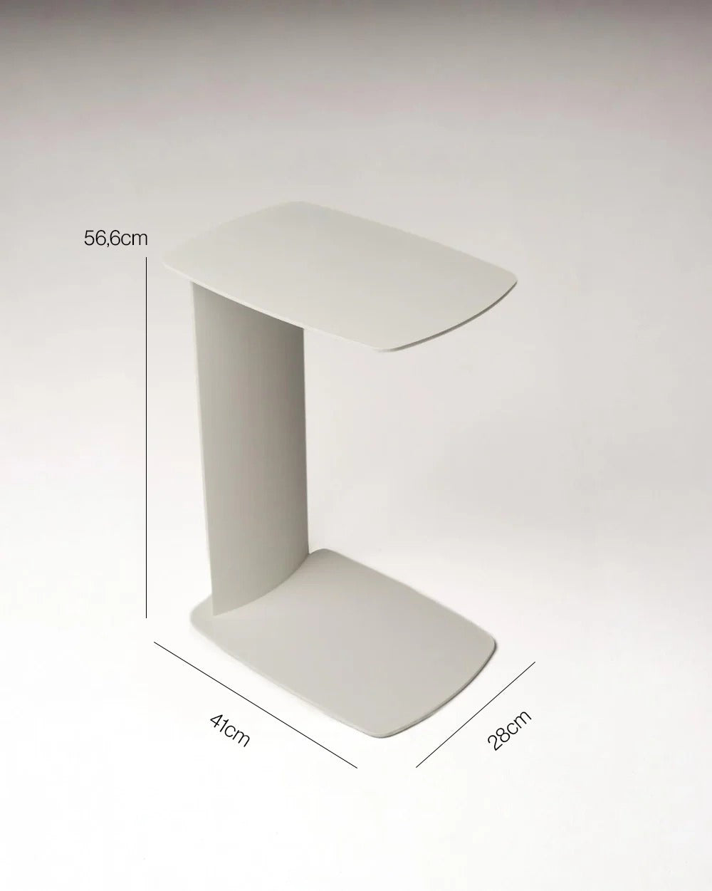 C-förmiger Beistelltisch STANDBY aus Aluminium von Siqual Design Abmessungen