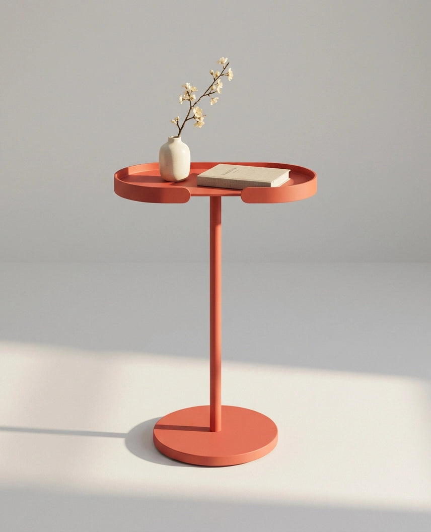 Beistelltisch STAN aus pulverbeschichtetem Metall von Siqual Design als Freisteller in Lachsorange