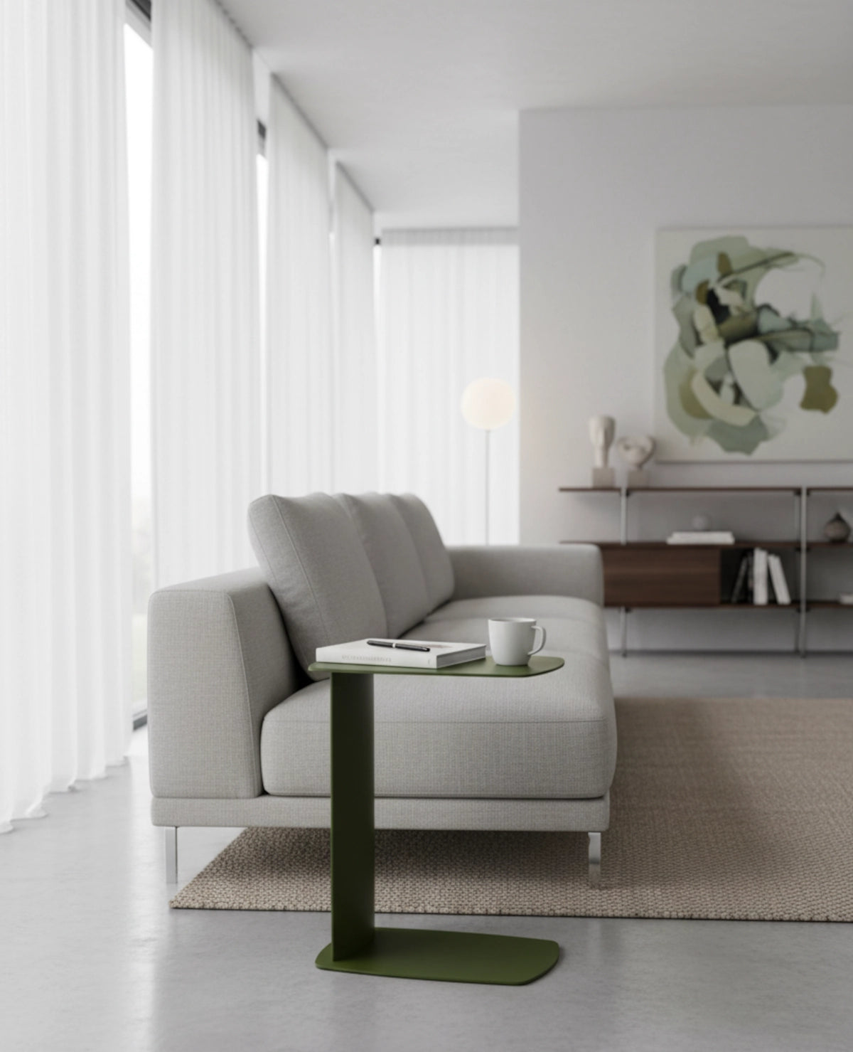 STANDBY – Beistelltisch aus Aluminium in C-Form, wetterfest für innen und außen