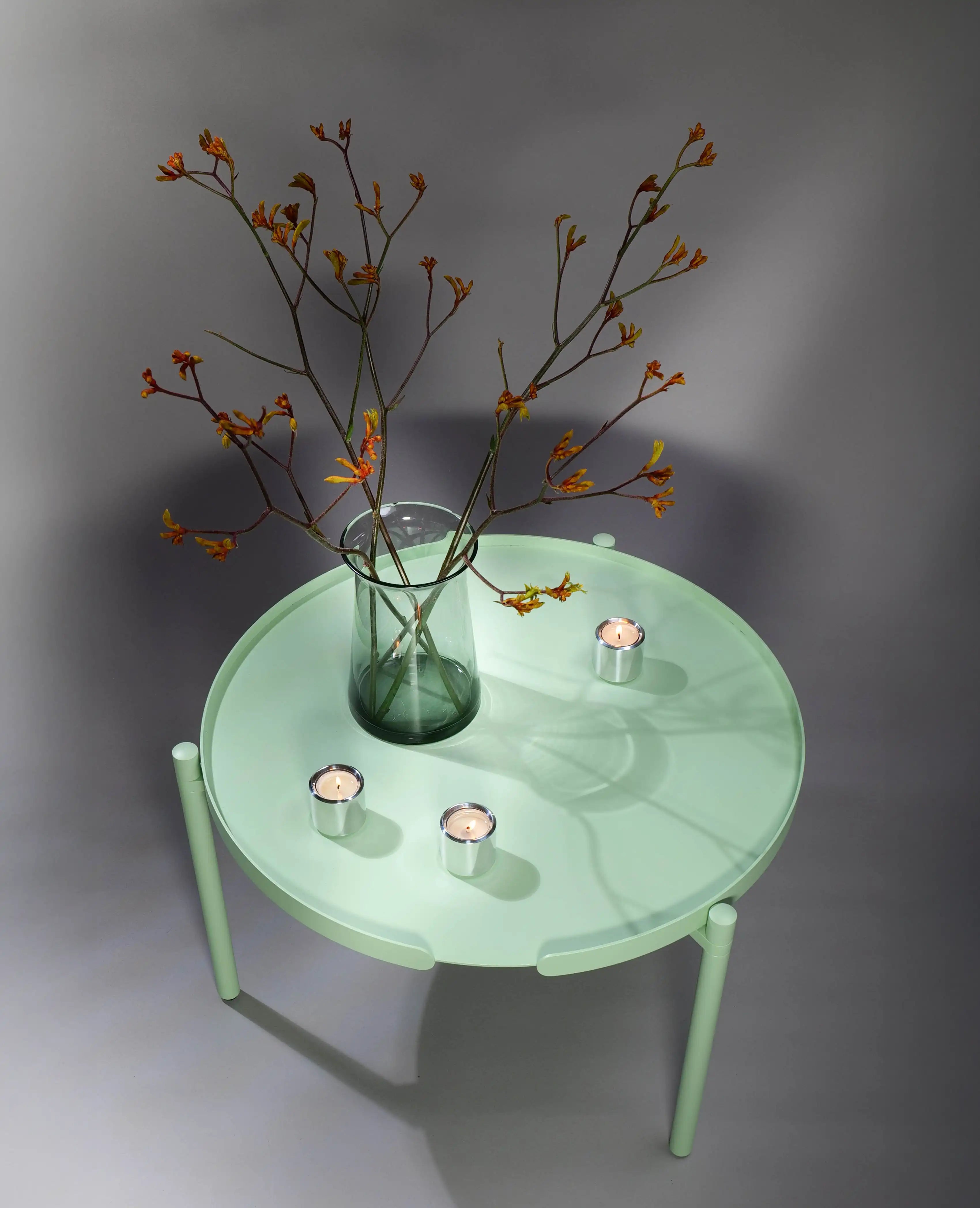 Orbis Metalltisch in Mintgrün – eleganter Outdoor-Couchtisch für Lounge oder Garten