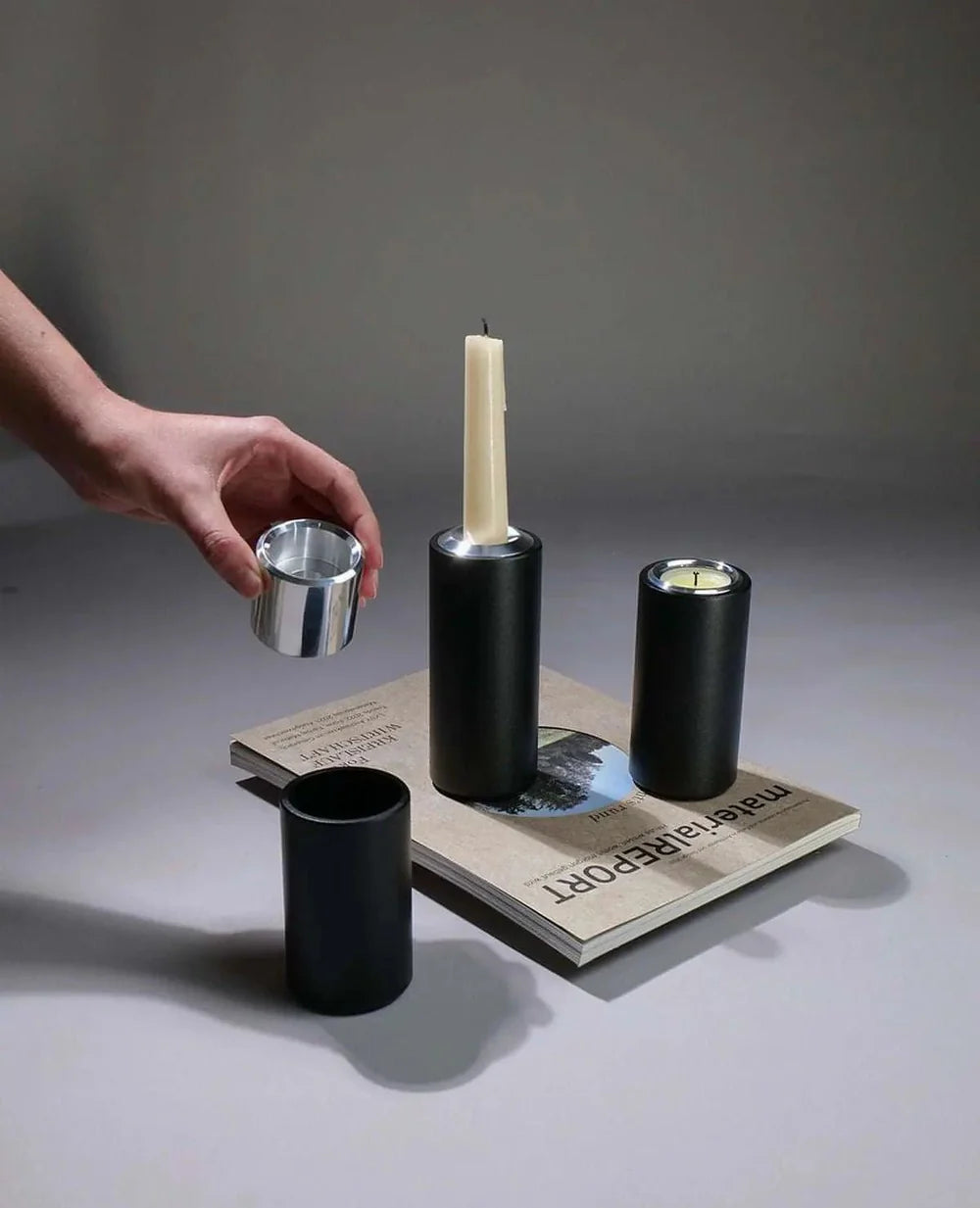 TWIST – moderner 2-in-1 Kerzenständer im 3er-Set für Teelichter und Stabkerzen aus Metall