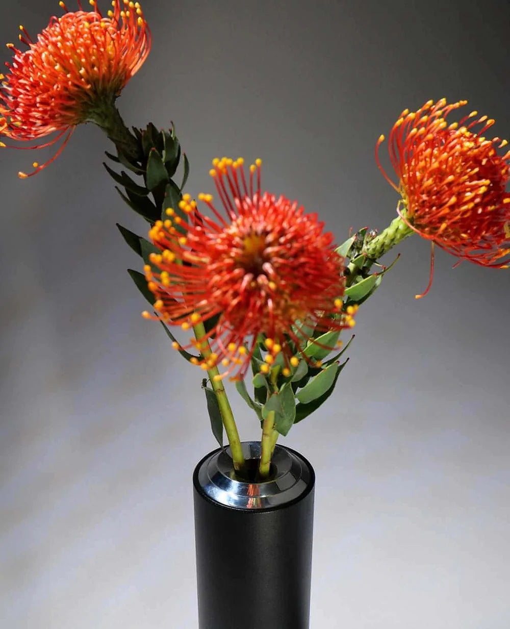 Schwarze Metallvase Floare – platzsparend, robust und formschön