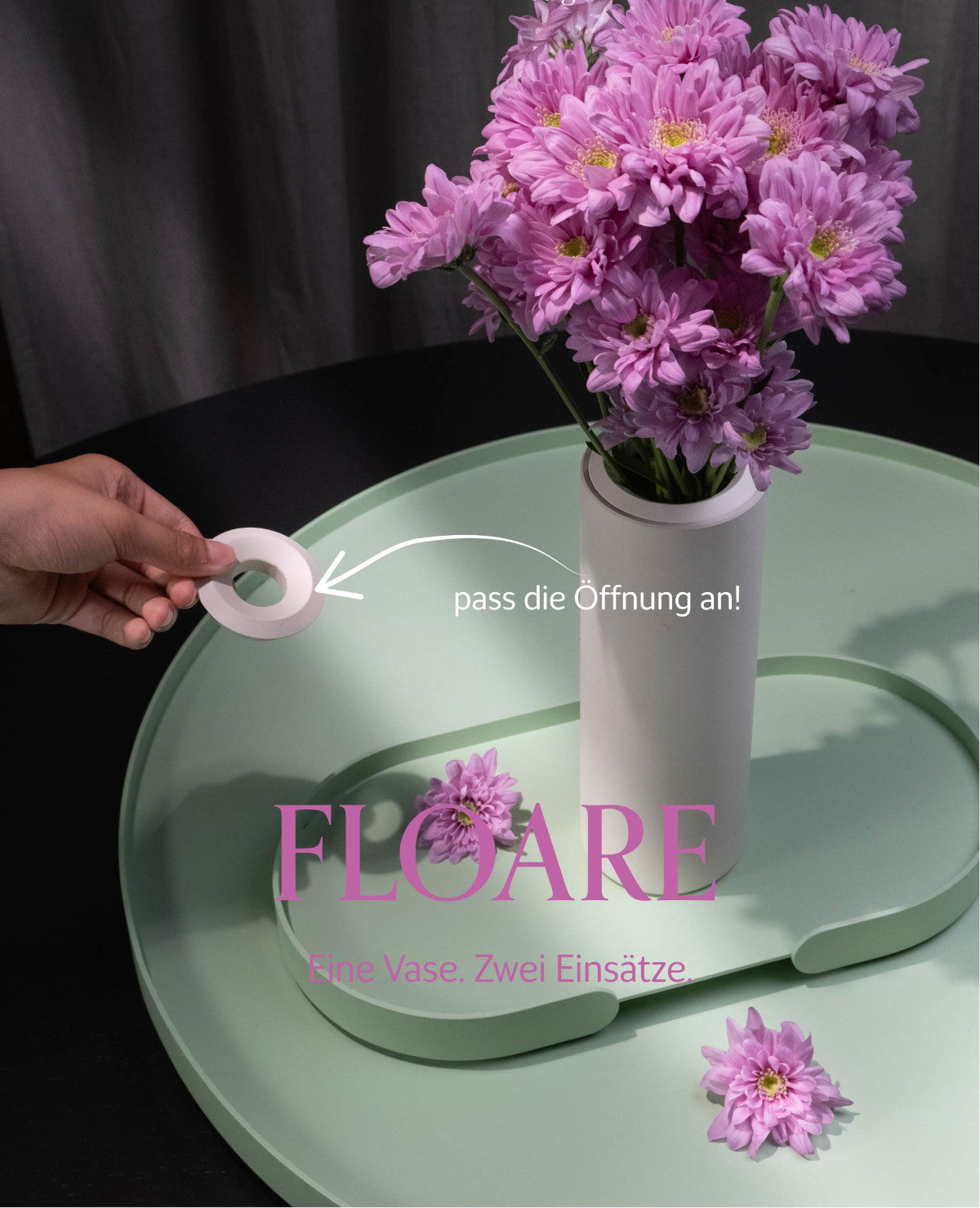 FLOARE – Minimalistische Metallvase für Einzelblumen oder Sträuße, modular und funktional