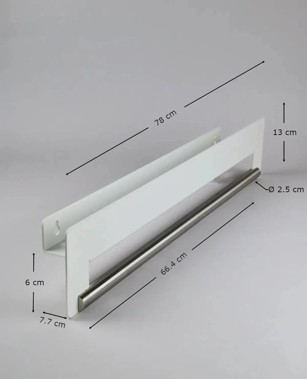 JOSHUA – Suport de perete compact din metal cu poliță și 5 cârlige pentru hol, bucătărie și baie