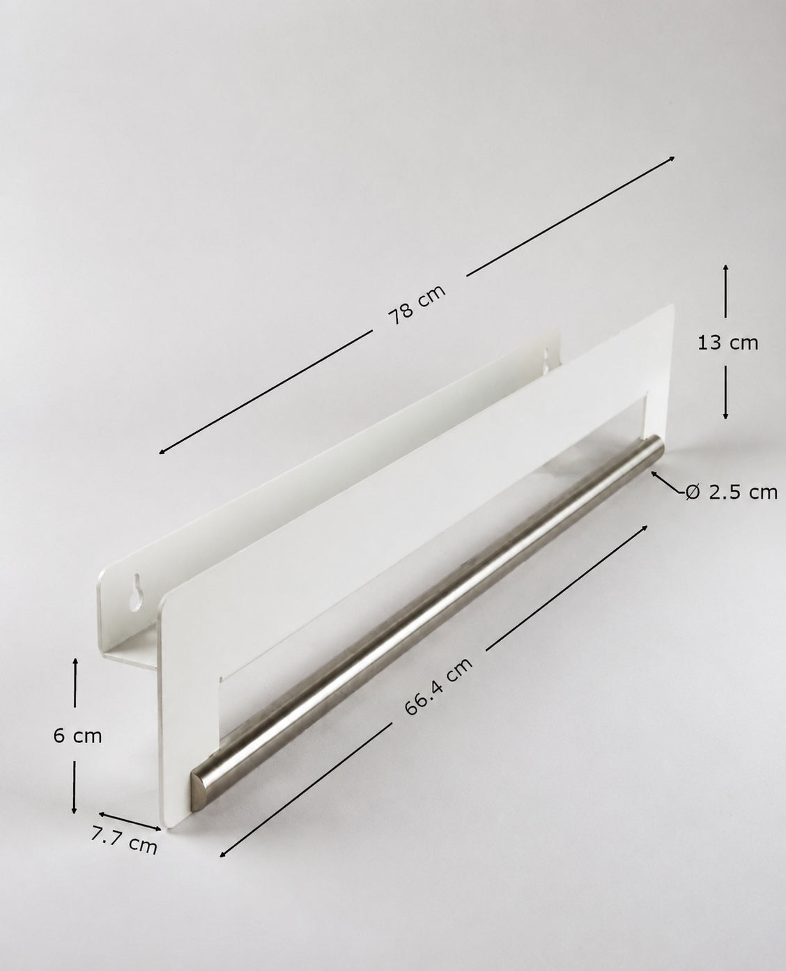 Maßzeichnung der JOSHUA Kindergarderobe mit Ablage, Haken und Kleiderstange von Siqual Design