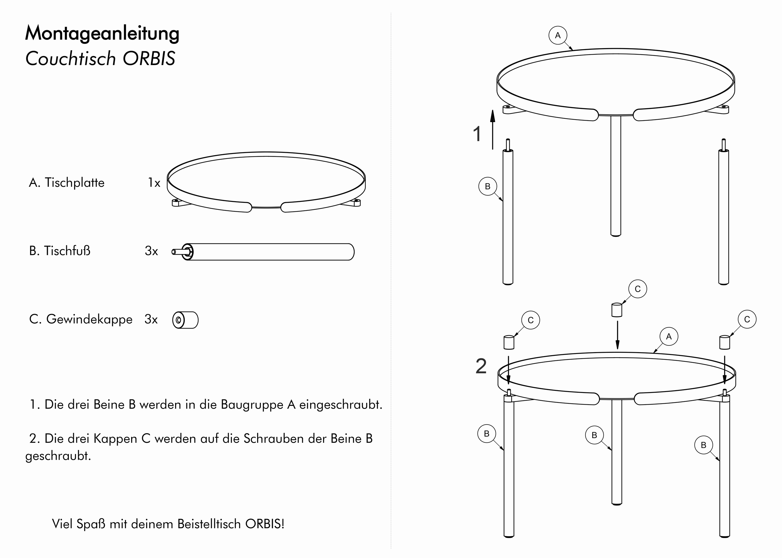 ORBIS –Wetterfester runder Metall-Couchtisch/Beistelltisch mit verstellbaren Beinen