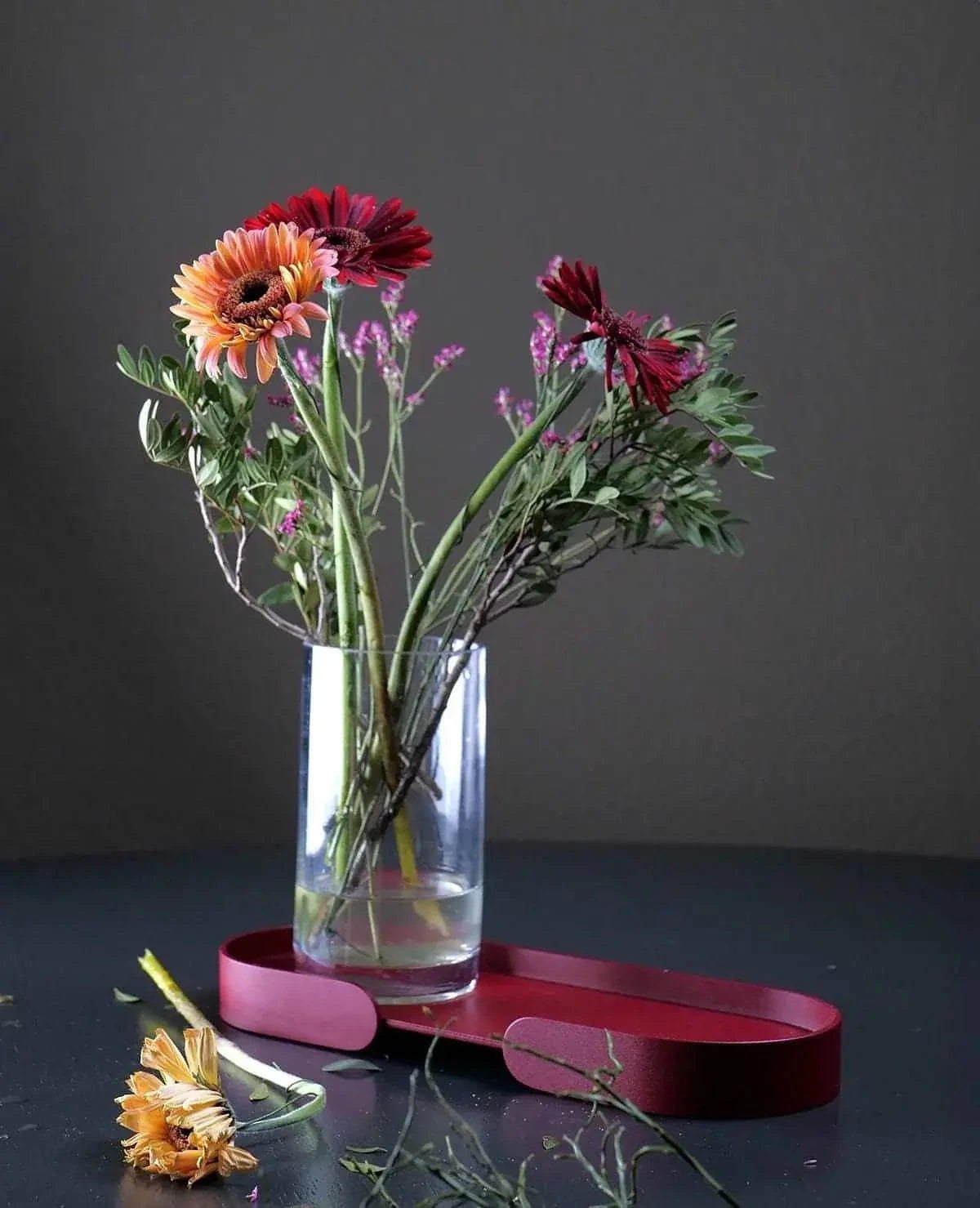 Tablett Mortimer Siqual-Design Rot Blumen
