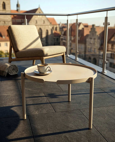 ORBIS runder Tisch aus Metall als Beistelltisch oder kleiner Couchtisch
