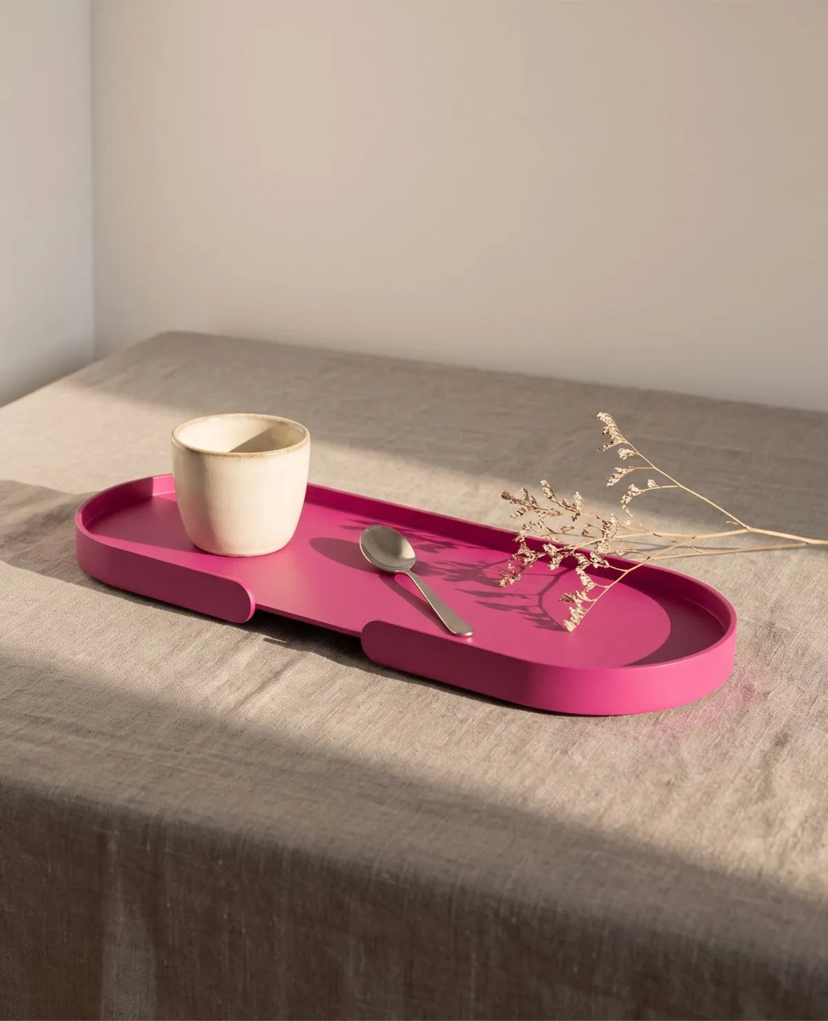 MONDO – Großes, ovales Metall-Tablett für Küche, Kaffeebar und Balkon (50 x 18 cm)