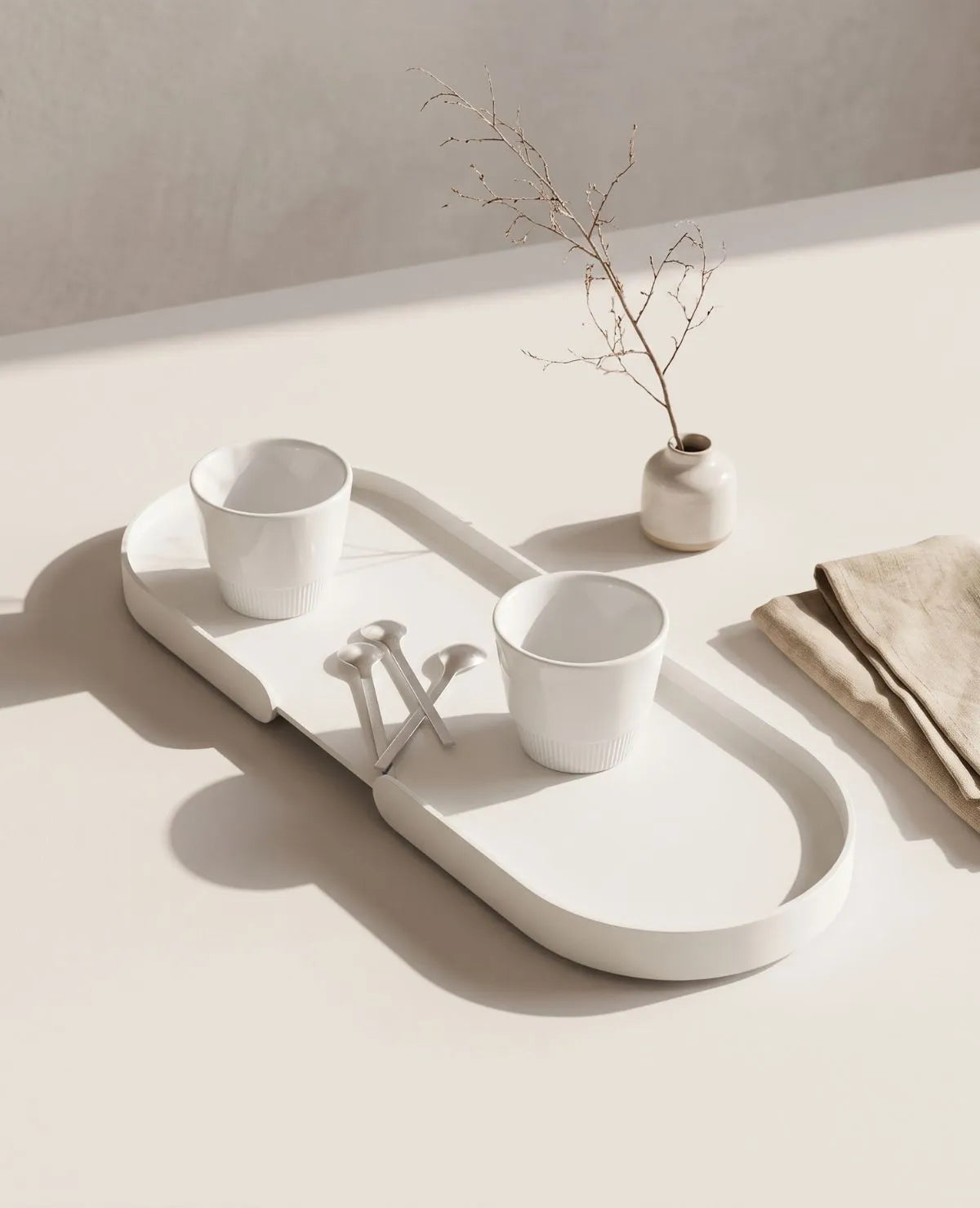 MONDO – Großes, ovales Metall-Tablett für Küche, Kaffeebar und Balkon (50 x 18 cm)