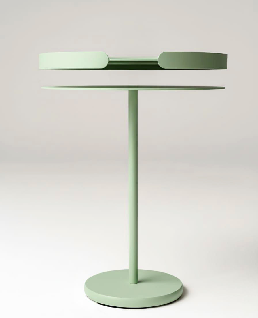 Siqual Design Tabletttisch Ollie aus Metall in Mint mit abnehmbarem Tablett